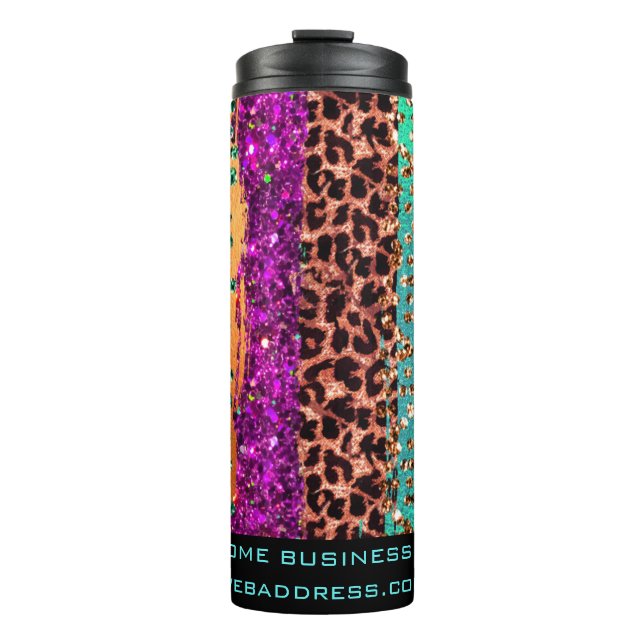 *~* QR SWAG Chic Animal Print Glitter Rainbow Thermal Tumbler (Front)
