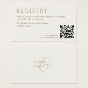QR Taupe & Ivory Gift Registry Enclosure Card