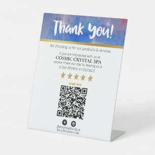 *~* QR - THANK YOU REVIEW Cosmos Galaxy Nebula AP8 Pedestal Sign