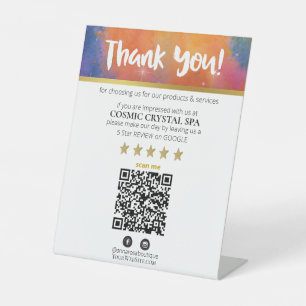 *~* QR THANK YOU REVIEW Galaxy Cosmic Nebula AP8 Pedestal Sign