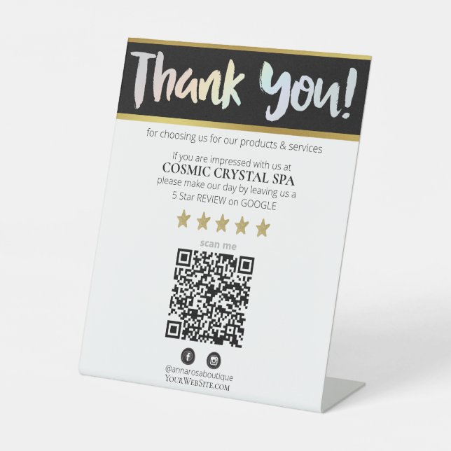 *~* QR THANK YOU REVIEW Pastel HOLO AP8 Pedestal S Pedestal Sign (Front)