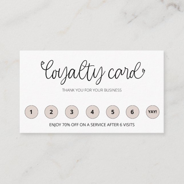 *~* QR Thank you Rewards Rose Gold Hearts Loyalty Card (Front)
