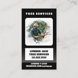 *~*  QR Tree Services Lumber Jack  Man Artistic Business Card