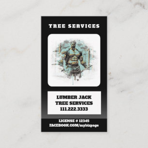 *~*  QR Tree Services Muscular Man Artistic Business Card