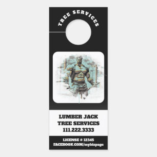 *~*  QR Tree Services  Muscular Man  Door Door Hanger