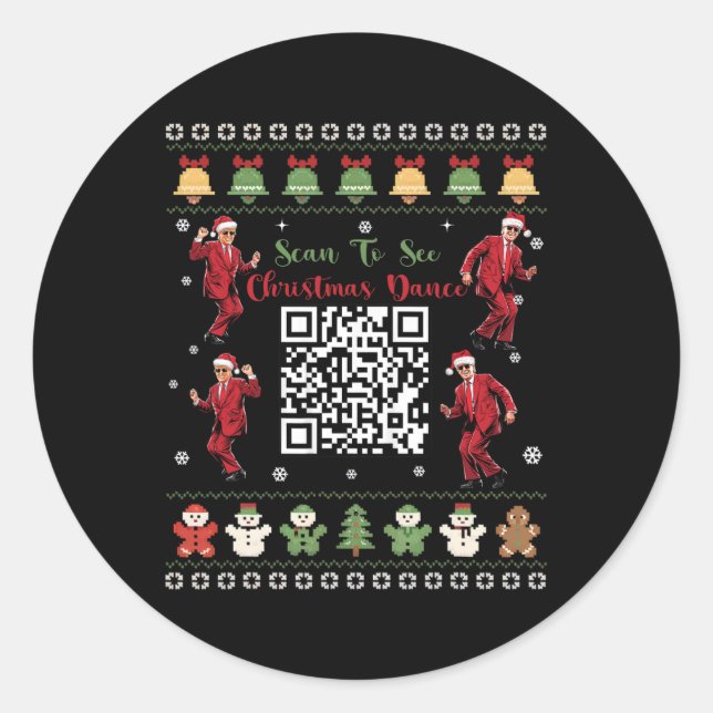Qr Trump Dance Code President Dance Code Christmas Classic Round Sticker (Front)