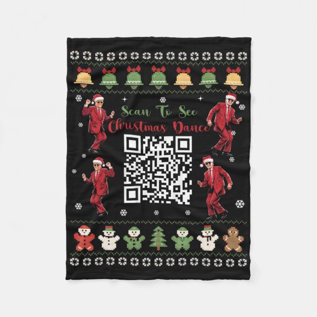 Qr Trump Dance Code President Dance Code Christmas Fleece Blanket (Front)