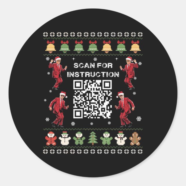 Qr Trump Dance Code President Scan For Instruction Classic Round Sticker (Front)
