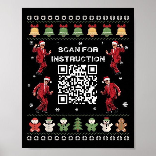 Qr Trump Dance Code President Scan For Instruction Poster (Front)