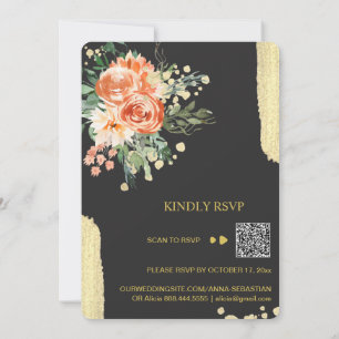 *~* QR WE DO AR15 Pink Rose Floral RSVP WEDDING Invitation