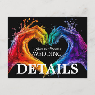 🌈❤️QR + Wedding DETAILS Heart of Pride wedding Enclosure Card