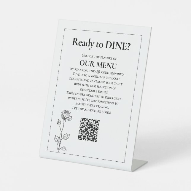 QR Wedding Menu Timeless Bloom   Pedestal Sign (Front)