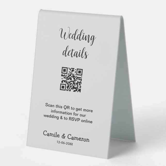 QR WEDDING WEBSITE add photoname date black white  (Front)