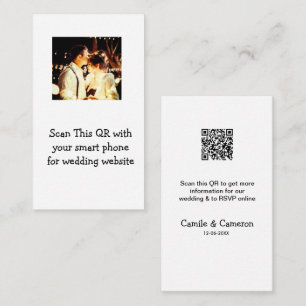 QR WEDDING WEBSITE add photoname date black white Enclosure Card