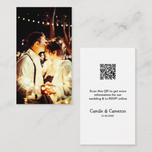 QR WEDDING WEBSITE add photoname date black white Enclosure Card
