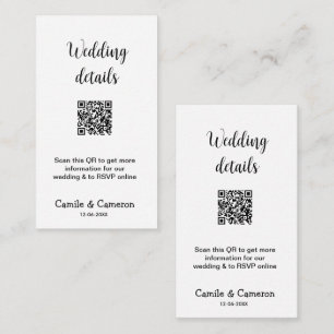QR WEDDING WEBSITE add photoname date black white  Enclosure Card