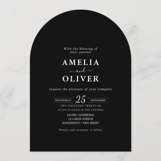 QR Weekend Events Dark Black Minimalist Wedding Invitation (Front)