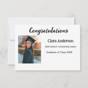 QR white black photo classic eleg graduation Card