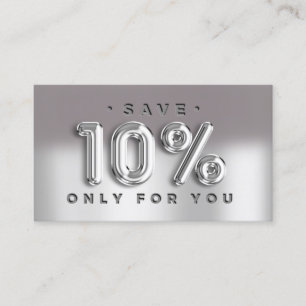 QRCODE 10%OFF Discount Online Shop Silver Grey Business Card
