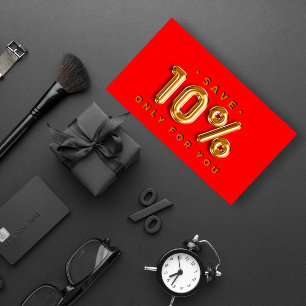 QRCODE 10%OFF Discount Online ShopEtsyRed Gold Business Card