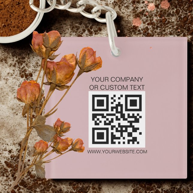  QRcode  black company name, custom text, website  Key Ring (Creator Uploaded)