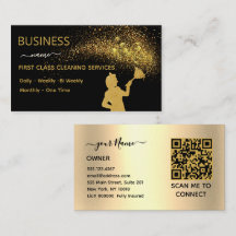 QrCode Cleaning Service Maid Gold Glitter Business