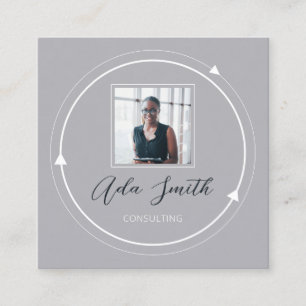 QRCode Logo Custom Custom Photo Circle Grey White Square Business Card