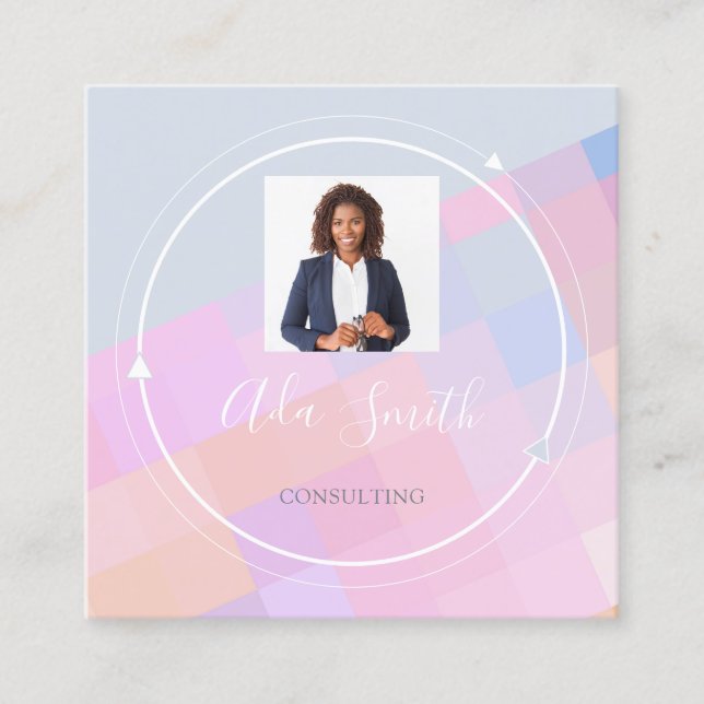 QRCode Logo Custom Custom Photo Consulting Finance Square Business Card (Front)