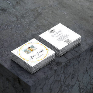 QRCode Logo Custom Custom Photo Frame Yellow White Square Business Card