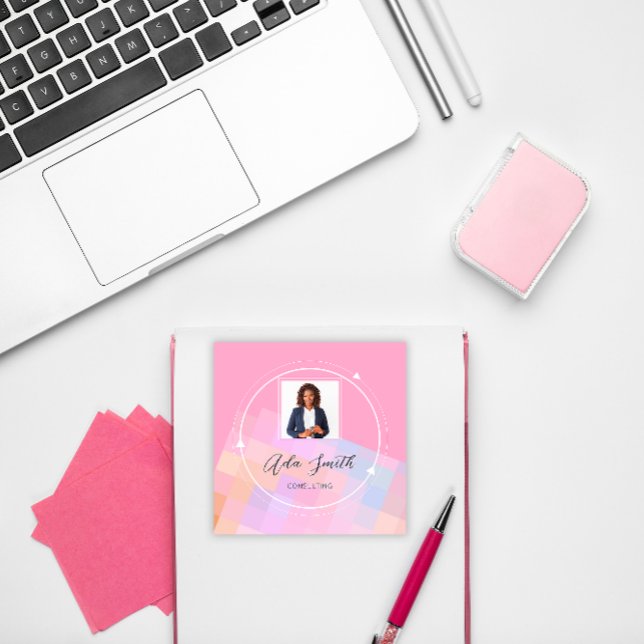 QRCode Logo Custom Custom Photo Geometric Square B Square Business Card (QRCode Logo Custom Custom Photo Geometric Square B Square Business Card)