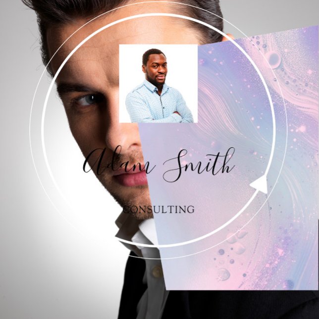 QRCode Logo Custom Custom Photo Purple  Square Business Card (QRCode Logo Custom Custom Photo Purple Square Business Card)