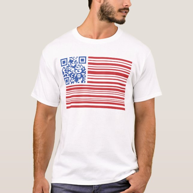 QSA- USA FLAG -QR CODE  by QRAZY Q T-Shirt (Front)