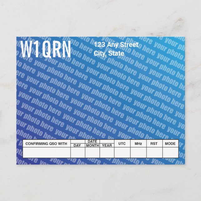 QSL Card Add Your Own Photo (Front)