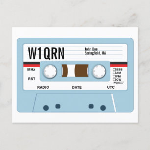 QSL Card Cassette Tape Blue