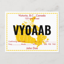QSL Card Retro Canada Map