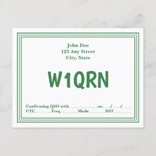 QSL Card Retro Green Line Border