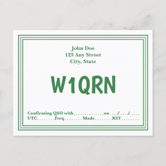 QSL Card Retro Green Line Border