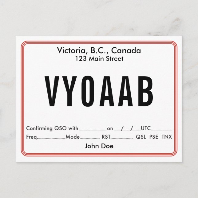 QSL Card Retro Rounded Border (Front)