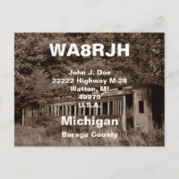 QSL Postcards HAM Radio Ops Abandoned Train Car