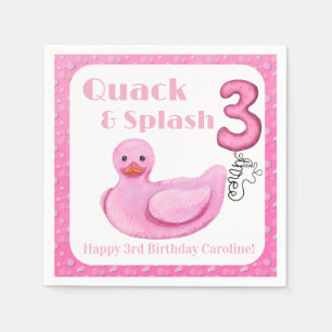 Quack and Splash Duck 3rd Birthday Invitation Napkin