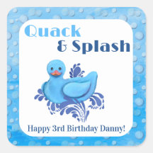 Quack and Splash Duck 3rd Birthday Invitation
