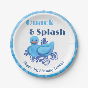 Quack and Splash Duck 3rd Birthday Paper Plate