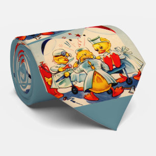 quack doctors and nurse medical ducks print tie
