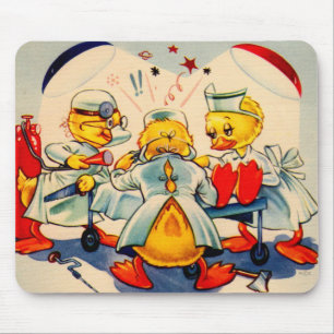 quack doctors and quack nurse medical ducks mouse mat