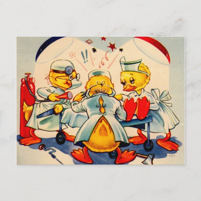 quack doctors and quack nurse medical ducks postcard (Front)