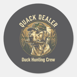 Quack Er Funny Duck Hunting Labrador Retriever Dog Classic Round Sticker