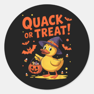 Quack Or Treat Funny Rubber Duck Duckie Halloween Classic Round Sticker