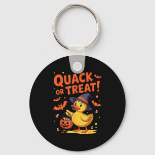 Quack Or Treat Funny Rubber Duck Duckie Halloween Key Ring