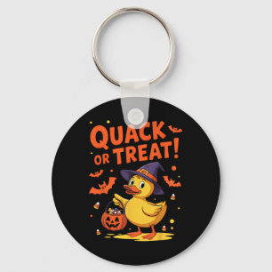 Quack Or Treat Funny Rubber Duck Duckie Halloween Key Ring