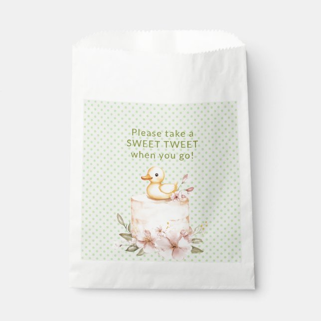 Quack! Quack! Says the Duck in Gingham Check Bow  Favour Bags (Front)